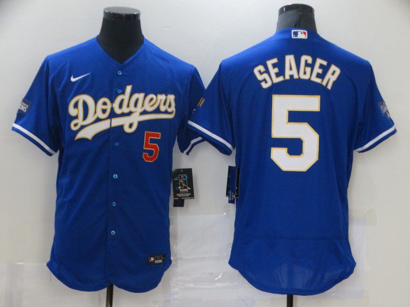 Men Los Angeles Dodgers #5 Seager Blue Elite 2021 Nike MLB Jersey